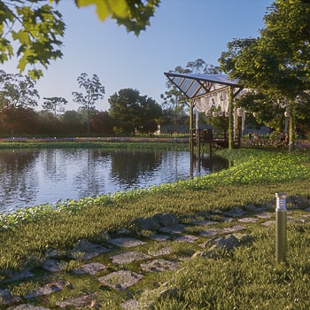 Projeto paisagÃstico no lago do SÃtio Harmonia